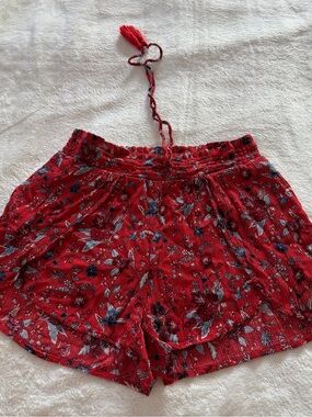 Women’s American Eagle Red Floral Drawstring Shorts
